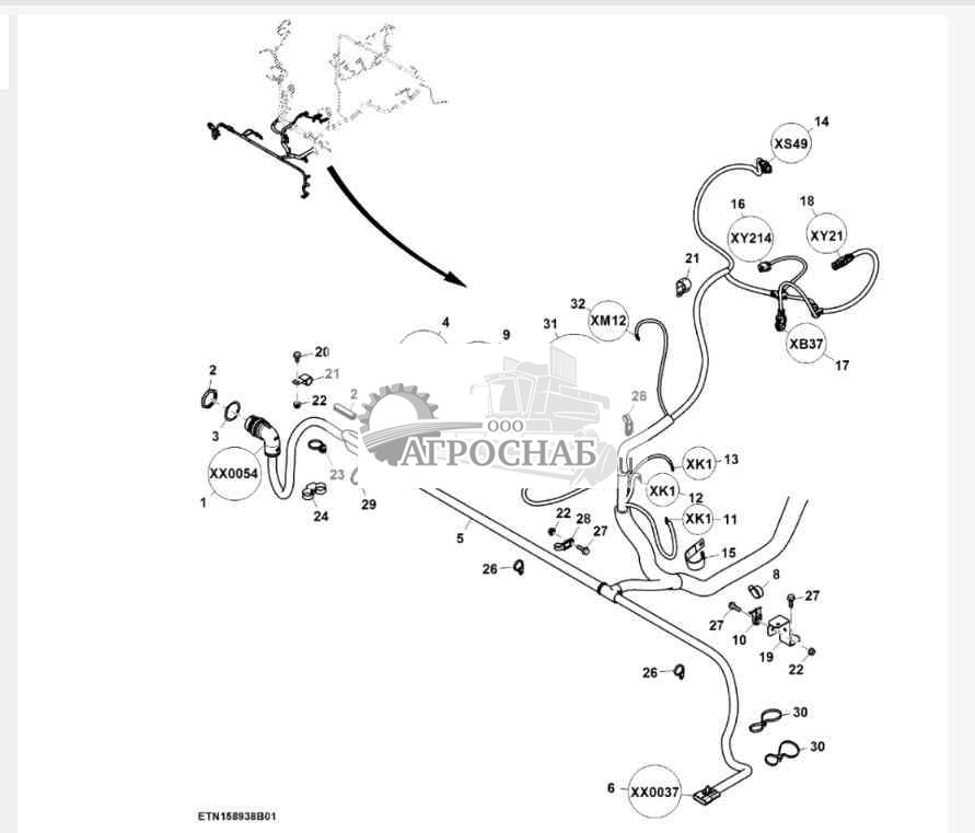 Жгут проводов двигателя, 9,0 L, Final Tier 4 (1 из 3) 